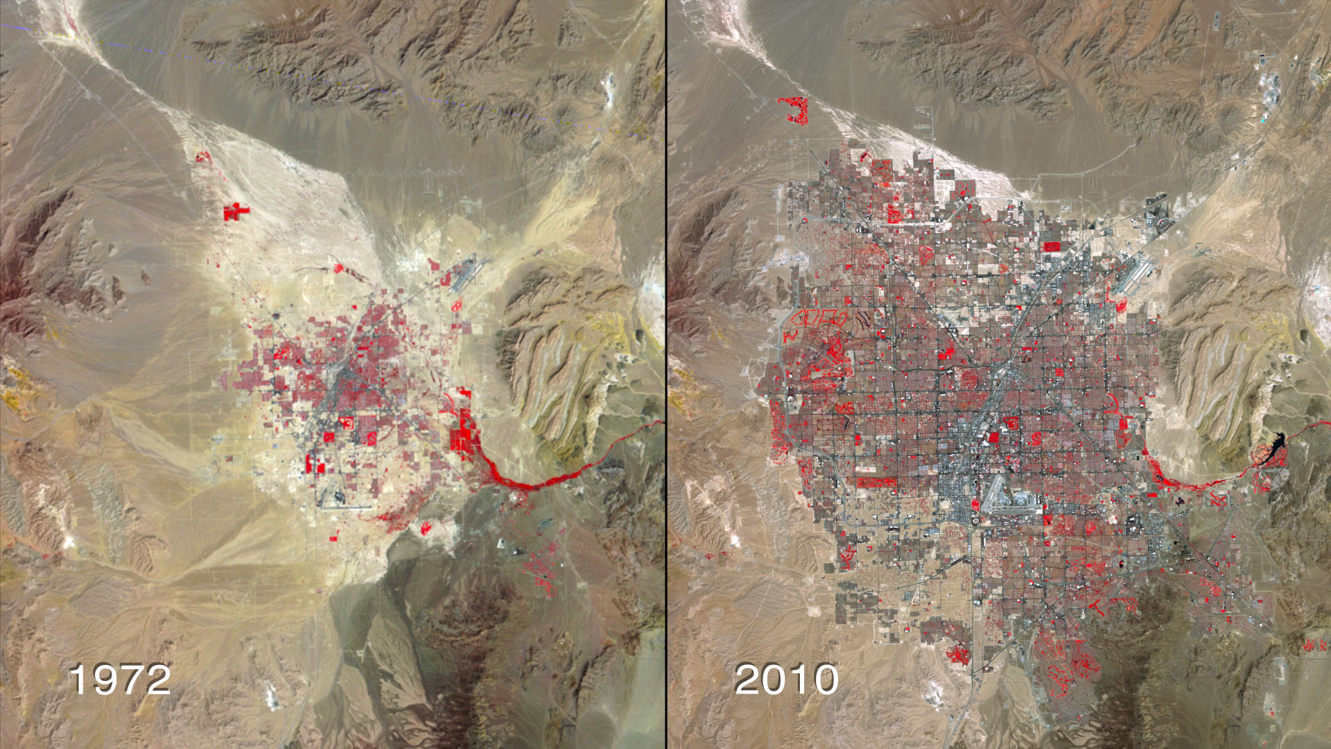 Crecimiento de Las Vegas (USA) con imágenes Landsat. Fuente NASA