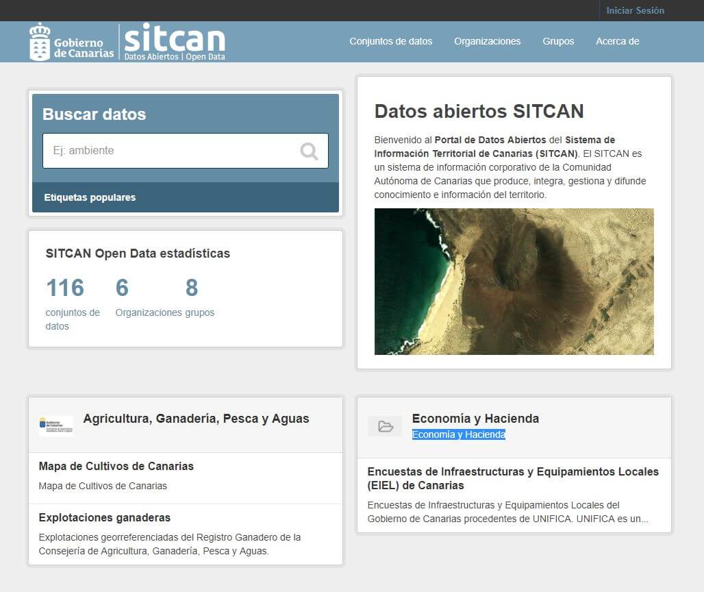 Nuevo Portal de datos abiertos del Sistema de Información Territorial de Canarias (SITCAN)
