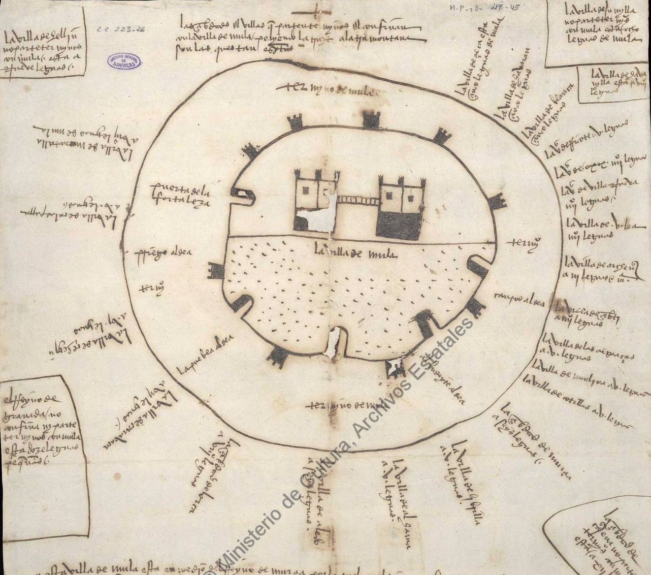 Mapa de Mula, Murcia. Archivo de Simancas