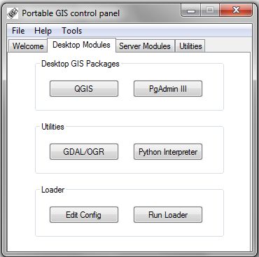 Panel de control de Portable GIS