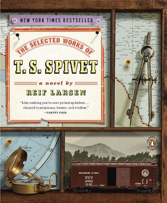 Portada de unas de las versiones americanas de Las obras escogidas de T.S. Spivet